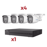 KIT TurboHD 1080p / DVR 4 canales / 4 Cámaras Bala / Audio por coaxitron / 1 Fuente de Poder Profesional / ColorVu Lite + Micrófono Integrado